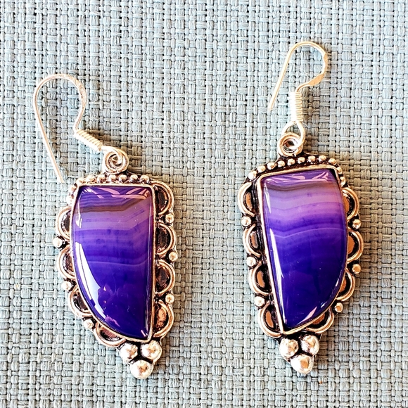 New Botswana Agate 925 Silver Statement Earrings. - Picture 4 of 13